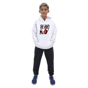 Imagem de Conjunto Moletom Menino Infantil Estampado Casaco de Frio Com Capuz e Calça Lisa Macia