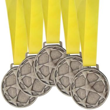 Imagem de Kit 5 Medalhas Para Futebol Premiação de Campeão liga dos Campeões 55mm Com Fita Dourado