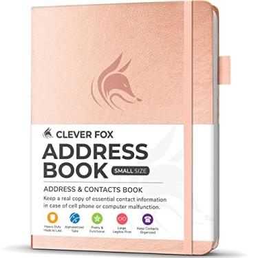 Imagem de Clever Fox Livro de endereços com abas alfabéticas – telefone de couro PU e agenda de endereços para manter contatos seguros, diário organizador de contato, tamanho pequeno (10 cm x 14 cm), capa dura