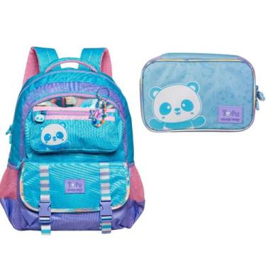 Imagem de Kit Escolar Mochila Costas Teen E Estojo Box Panda Tofu 17 L - Xeryus,