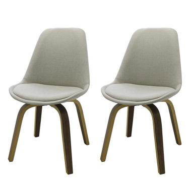 Imagem de Kit 2 Cadeiras Lis Rivatti Cru Base Madeira