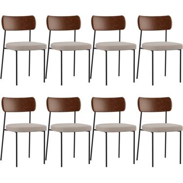 Imagem de Kit 08 Cadeiras Para Sala De Jantar Melina L02 Marrom Bege