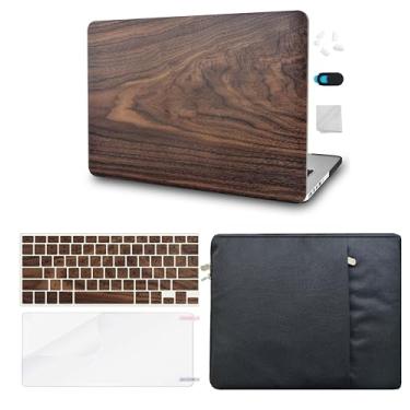 Imagem de KECC Compatível com MacBook Pro 16 polegadas Capa 2021 2022 Release M1 Pro/Max A2485 com Touch ID Plástico Rígido + Capa de Teclado + Manga + Protetor de Tela (Madeira de Nogueira)