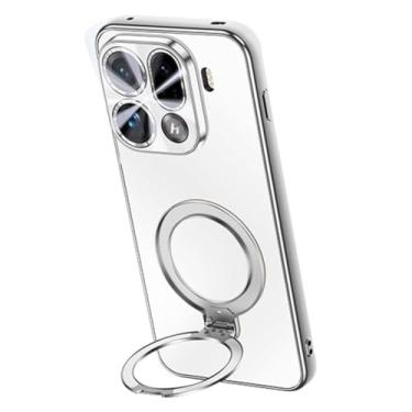 Imagem de HAOMRIYL Capa de suporte para Oppo Find X9/X9pro, suporte de anel giratório, capa de telefone com suporte para câmera, proteção de lente rígida, branca, X9Pro