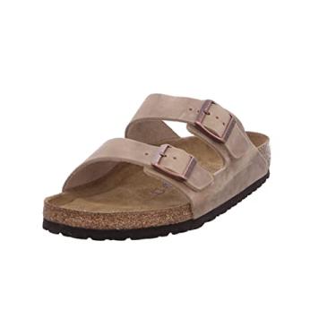 Imagem de Sandália feminina Birkenstock Arizona com 2 tiras macia com palmilha de cortiça – estreita, Marrom, 12