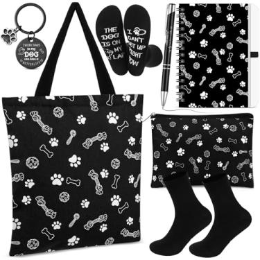 Imagem de Gilprop 6 peças de presentes fofos para amantes de cães, mãe, presente de compras, chaveiro, bolsa cosmética, espiral, caderno, caneta, meias, presente de aniversário, Natal, para mãe, amigas, filhas