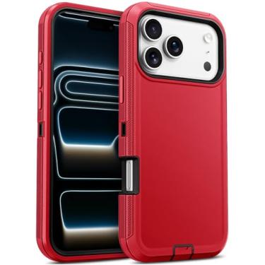 Imagem de Jelanry Capa para iPhone 17 Pro Max 5G de 6,9 polegadas, resistente à prova de choque de camada dupla à prova de choque com porta antipoeira e arranhões capa de telefone para Apple iPhone 17 Pro Max
