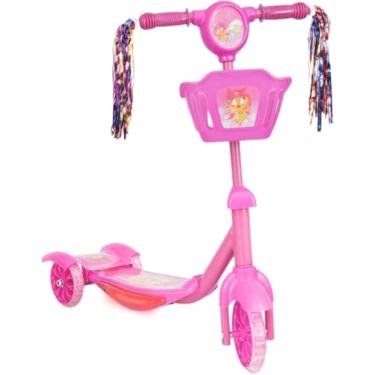 Imagem de Patinete 3 Rodas Infantil Dobrável com Som e Luz - Rosa