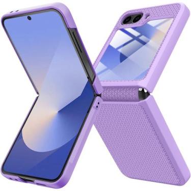 Imagem de Capa de telefone Miimall Slim Z Flip 6 com protetor de tela roxo