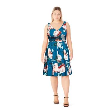 Imagem de City Chic Vestido feminino plus size - Daria, Estampa azul-petróleo, 50