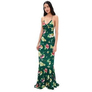 Imagem de Norma Kamali Vestido feminino de cauda de peixe com costas baixas, Verde floral multi, G