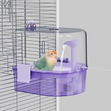 Imagem de YOOSO WING Banhos de pássaros com circulação de água USB para gaiola – Banheira de periquito suspenso, acessório para gaiola de pássaros, caixa de chuveiro de papagaio para pássaros, canários,