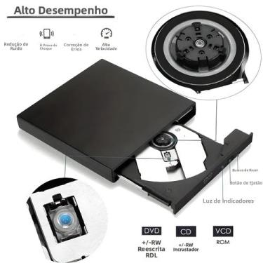 Imagem de Drive Externo Slim USB 2.0 Para CD DVD, Reprodutor De CD-RW DVD-ROM Pr