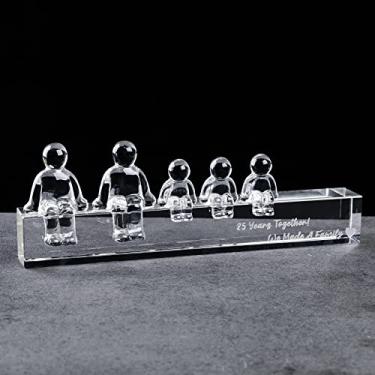 Imagem de Presentes de casamento de cristal de 25º aniversário para sua esposa, prata 25 anos juntos fizemos uma família, estatuetas de vidro lembrança para casais (3 crianças)