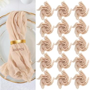 Imagem de 100 guardanapos semitransparentes, 14 panos de jantar de poliéster enrugados, 50 x 45 cm para casamentos, festas, jantares e eventos