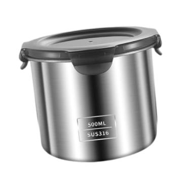 Imagem de Generic Recipiente de aço inoxidável para armazenamento de alimentos com tampa hermética, recipiente multiuso para cozinha para chá, açúcar, 500ml
