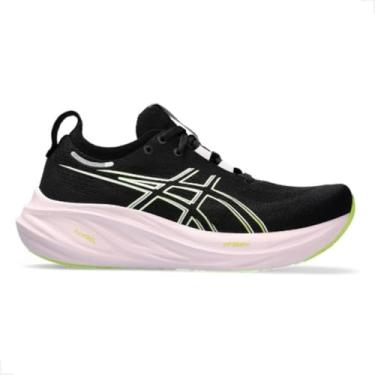 Imagem de ASICS Tênis de corrida feminino Gel-Nimbus 26, Preto, limão neon, 38