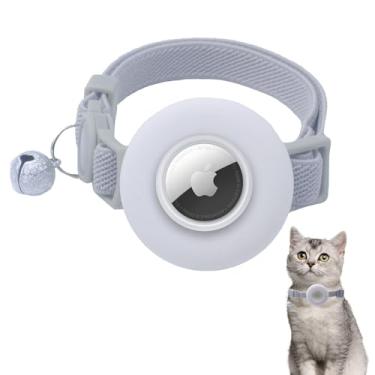 Imagem de Coleira para gatos AirTag, coleira GPS para gatos com suporte Apple AirTag, coleiras rastreadoras de gatos com faixa elástica de segurança para meninas, meninos, filhotes e gatinhos, cinza