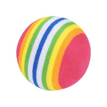 Imagem de MotiveTech Bola de brinquedo arco-íris para gatos, brinquedo interativo para animais de estimação, cães pequenos, filhotes, bola de espuma EVA silenciosa para