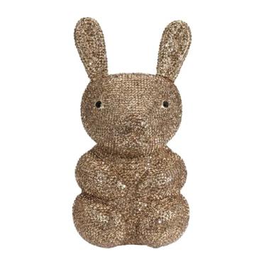 Imagem de DKQXEIM Bolsa feminina fofa em forma de coelho com strass chique animal cristal clutch glitter bolsa completa diamante para festa de formatura, Dourado, 4.0 x 8.4 x 3.2 inches