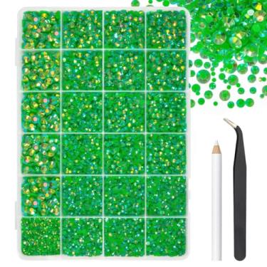 Imagem de 2 mm, 3 mm, 4 mm, 5 mm, 6 mm, verde esmeralda, resina de gelatina AB, strass plano para artesanato deslumbrante, pedras planas, diamantes, pingentes para unhas, copos, garrafas, artesanato, sapatos