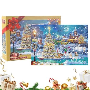 Imagem de Quebra-Cabeça Advento | Brinquedo de 1008 Peças com Cena de Neve | 24 Dias De Contagem Regressiva Para Natal Com Puzzle De Cena De Neve | Para Crianças Festa De Aniversário Festival De Inverno