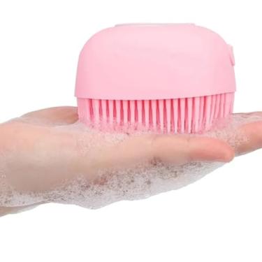Imagem de Esponja Massageadora De Silicone Para Banho Com Dispenser Para Shampoo e Sabonete - Escova Para Crianças, Adultos e Pets - ROSA