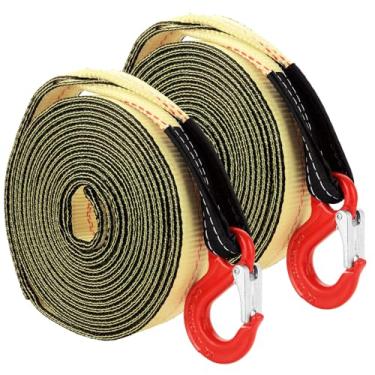 Imagem de LISHINE Pacote com 2 tiras de guincho de barco com gancho de 6 m x 5 cm correia de guincho de reboque de barco, resistência à ruptura de 6,803 kg, alça de reboque para reboque, ATV, reboque, corredor