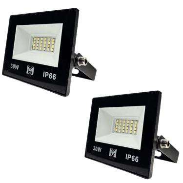 Imagem de Kit 2 Refletor Led 30w Smd Bivolt 6500k Fachada Pavilhão Ip66 Mx-0316