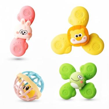 Imagem de Kit Sensorial 2 em 1 – Bolinha Grelha 360° + Spinner Infantil com Ventosa – Mordedor e Brinquedo Giratório, Tátil e Dentição, Brinquedos Educativos Bebês a partir de 18 Meses