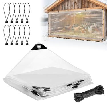 Imagem de Capas para galinheiros de 1,2 x 2,1 m, acessórios para o inverno - lona impermeável fácil de instalar com cordões elásticos e corda