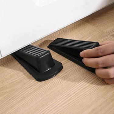 Imagem de Pacote com 2 cunhas de batente de porta resistentes, rolha de borracha antiderrapante para parte inferior da porta, segurança e segurança infantil para portas internas em madeira, pisos de azulejo