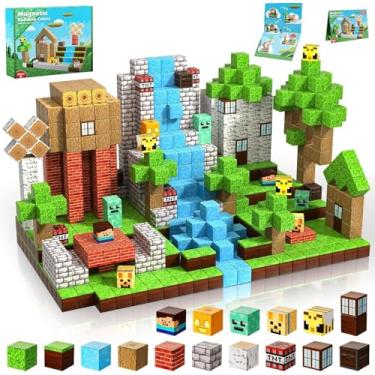 Imagem de ToyUnited Blocos Magnéticos - 100 Peças De Blocos De Construção Magnéticos, Brinquedos De Cubo Magnético Empilháveis, Conjunto De Construção De Mundo Florestal, Brinquedos Sensoriais Stem Montessori