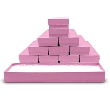 Imagem de Caixa de presente de joias feita nos EUA em papel kraft rosa com almofada removível de algodão 20 x 2 x 2 (pacote com 12) + pano de limpeza NB