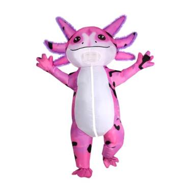 Imagem de Fantasia infantil inflável de axolote – fantasias engraçadas de Halloween para meninas e meninos, roupa de corpo inteiro para festa e cosplay, Roxo, rosa, L/XL
