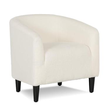 Imagem de Athena Collection Cadeira moderna com detalhes em barril, poltrona de braço de leitura peluda e aconchegante para adultos, poltrona estofada macia e confortável para canto, sala de estar, quarto, sala