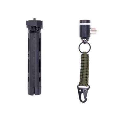 Imagem de GRA-ULTmini tripé com adaptador GRA-AD35L L-Type 3/8-24 para SO-239 (UHF) – Preto + 1/4-20 conector de câmera Paracord chaveiro para antena de rádio amador