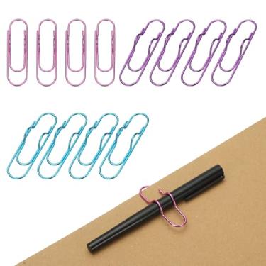 Imagem de PATIKIL 12 clipes de suporte de caneta para caderno, clipe de caneta de metal de 7 x 1,7 cm para prancheta de escritório, organizador de papel, diário, casa, mesa, rosa, roxo, azul
