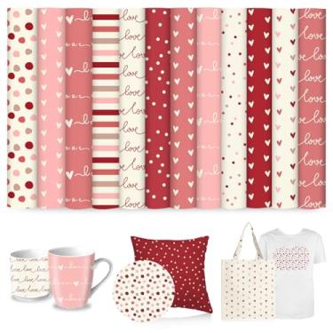 Imagem de JarThenaAMCS 12 folhas de vinil de transferência de calor HTV ferro em vinil boho amor coração listrado dot vinil adesivo para roupas, fantasia faça você mesmo, artesanato em tecido, 30 x 25 cm