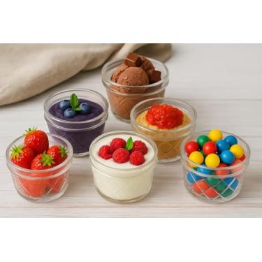 Imagem de ZESTCO Copos de Sobremesa de Vidro Conjunto de 6, Tigelas de Sobremesa Padrão Diamante Cristal, Copos Pequenos de 170 g para Sorvete, Molhos, Molhos, Copos de Parfait, Copos de Creme, Presentes