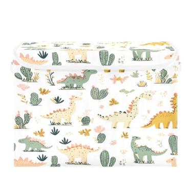 Imagem de SEHANY Cestas de armazenamento engraçadas de dinossauro com tampas, organizador de caixa de armazenamento dobrável, caixas de armazenamento de armário de tecido para roupas cobertor de escritório