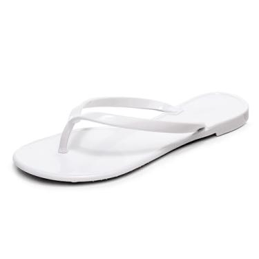 Imagem de OMGard Chinelos femininos de gelatina, sapatilhas, sapatilhas, gelatinas, sapatos transparentes, verão, praia, piscina, chinelos tamanho 10, sem cadarço, secagem rápida, macio, Branco, 37