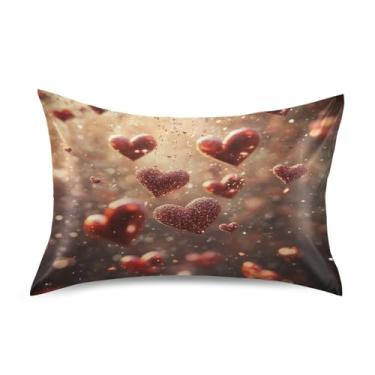 Imagem de ATTX Fronha de almofada de coração rosa com fecho de envelope para cabelo e pele, macia, respirável, suave, ambos os lados, capa de almofada de seda refrescante (Queen 50 cm × 76 cm, 1 peça) #579