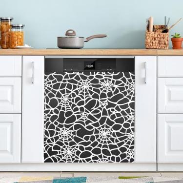 Imagem de ATTX Capa magnética de teia de aranha de Halloween, 58 cm C x 66 cm A decoração da capa frontal da máquina de lavar louça, decalques de armário doméstico e eletrodomésticos adesivos #105