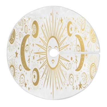 Imagem de Blueangle Saia para árvore de Natal dourada de 120 cm - poliéster macio e resistente a rugas, decoração de Natal para festas de Natal, árvore festiva e decoração de casa (788)