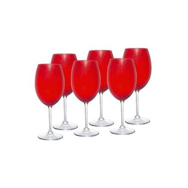 Imagem de Jogo de taças vinho em cristal ecológico Wolff Banquet 580ml 6 peças vermelho