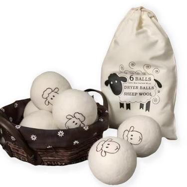 Imagem de Bolas de secagem de lã (pacote com 6), amaciante de tecido natural premium reutilizável da Nova Zelândia, economize tempo de secagem, redução de vincos de roupas (2 (pacote com 12))