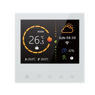Imagem de Luocute Termostato Inteligente, Painel de Controle de Aquecimento de Piso de água Programável WiFi Com Display LED Touchscreen para Caldeiras Elétricas e Sistemas de Aquecimento (WHITE)
