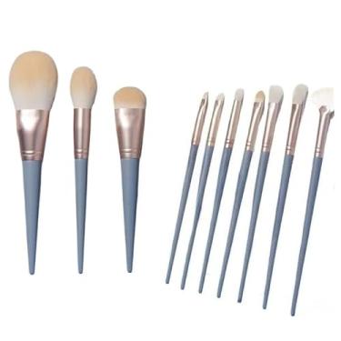 Imagem de Kit 10 pinceis profissional para maquiagem Pinceis esfumar contorno