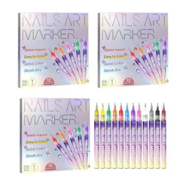 Imagem de Conjunto de Canetas Arte Unhas DIY Ferramenta Pintura Secagem Rápida Caneta Gancho para em Salão Residencial 3 Peças